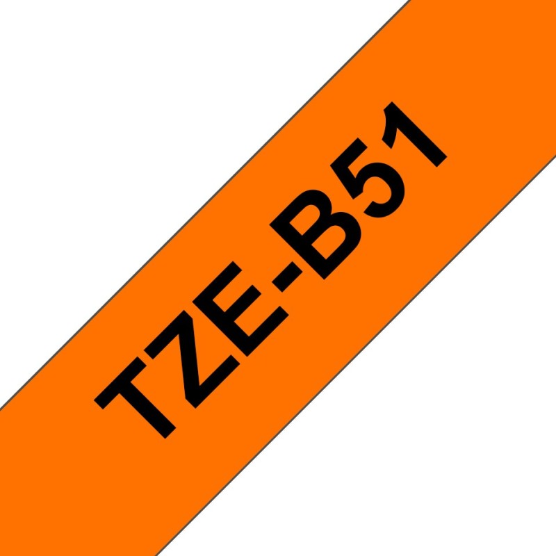 TZe-B51 - Standard-Klebstoff - schwarz auf fluoreszierendem orange - Rolle (2...